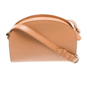A.P.C. Demi Lune Tan Leather Crossbody Bag